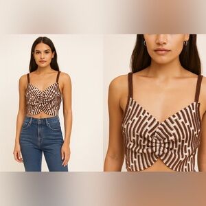Love Shack Brown Patterned Women's Crop Top